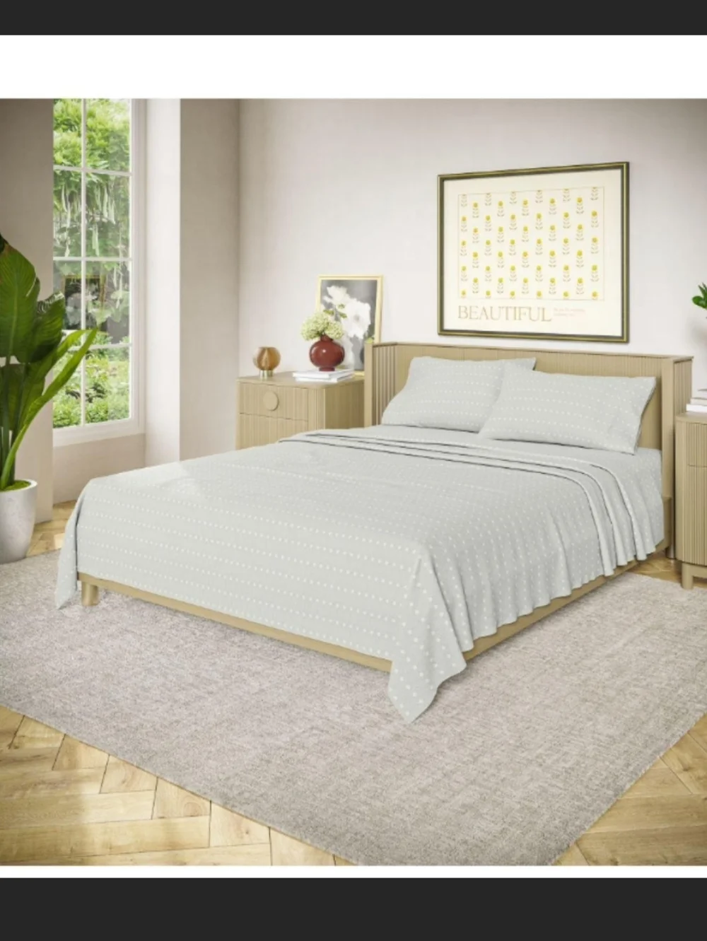 Beautiful Drew Barrymore Full Size 4 Pc Geometric Sheet Set Sage Green